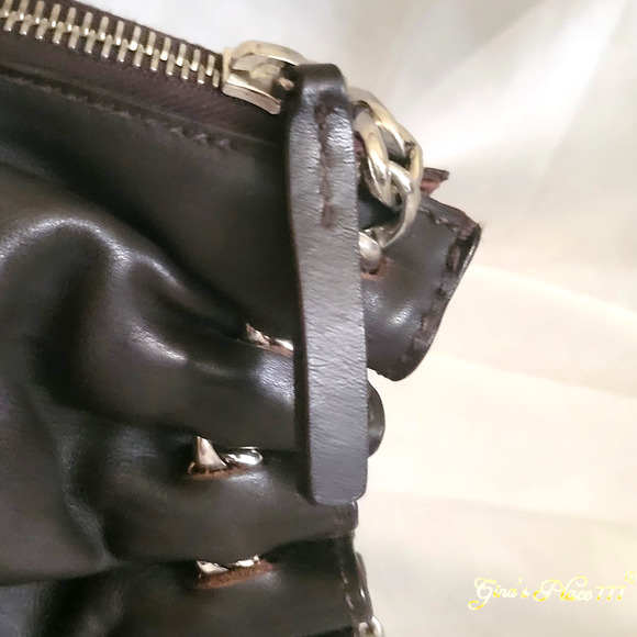 Desmo Made In Italy Calfskin Genuine Dark Brown Cinched Leather Small Handbag - Picture 5 of 11